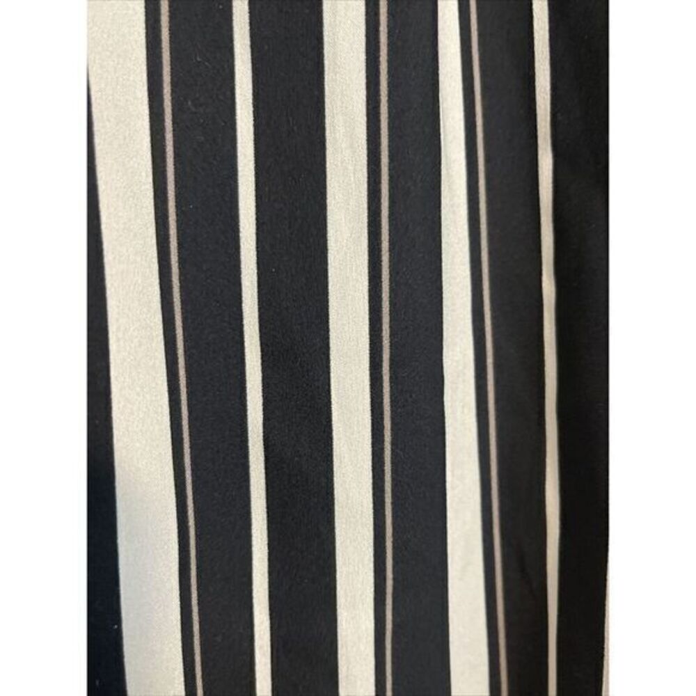 LOFT Shirt Dress Sz 8 Tie Waist‎ Black Cream Stripe Button 3/4Sleeve - Picture 5 of 7